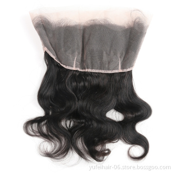 YF Virgin Brazilian Swiss Lace Frontal Closure 13X4 13X6 Body Wave Frontals From Ear To Ear Bleached Knots